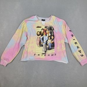 Friends Sweatshirt Women's Large Tie Dye Cropped Raw Hem‎ Jerry Leigh